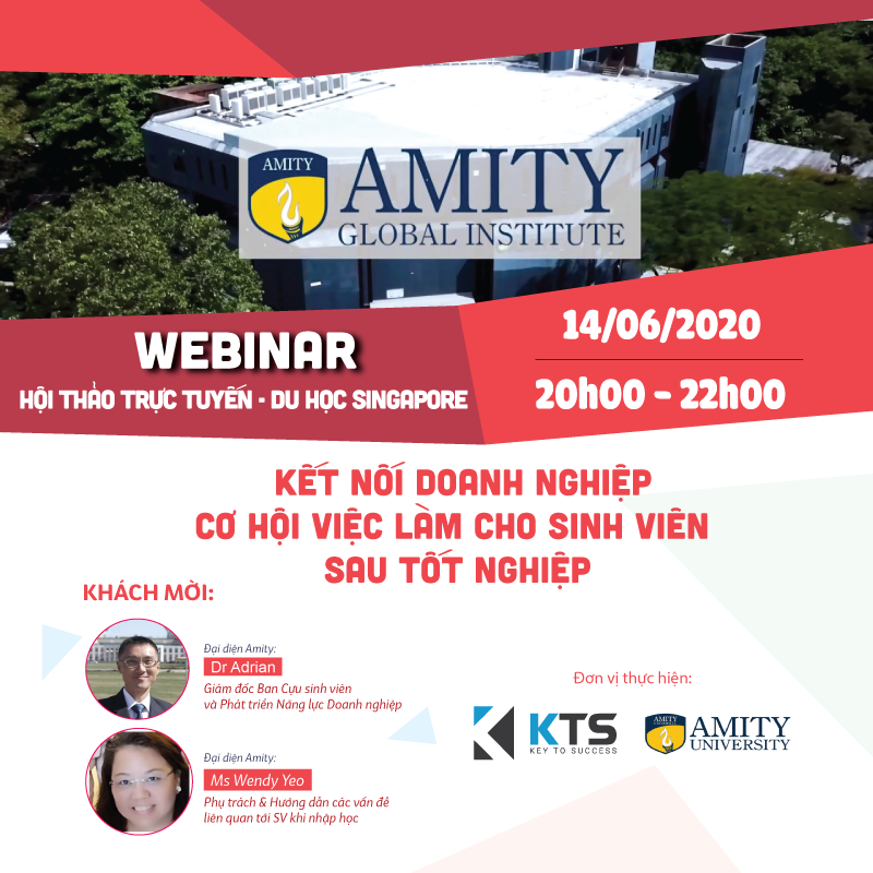 Hội thảo du học trực tuyến cùng học viện Amity - Kết nối doanh nghiệp, cơ hội việc làm sau tốt nghiệp dành cho sinh viên